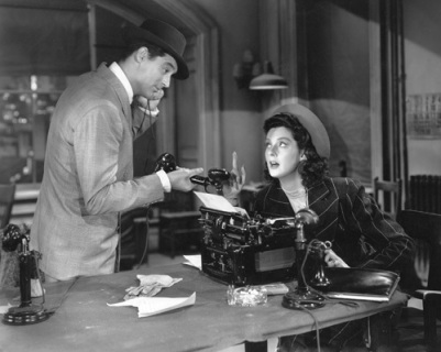 "His Girl Friday"
Cary Grant &amp; Rosalind Russell
1940 Columbia
** I.V.